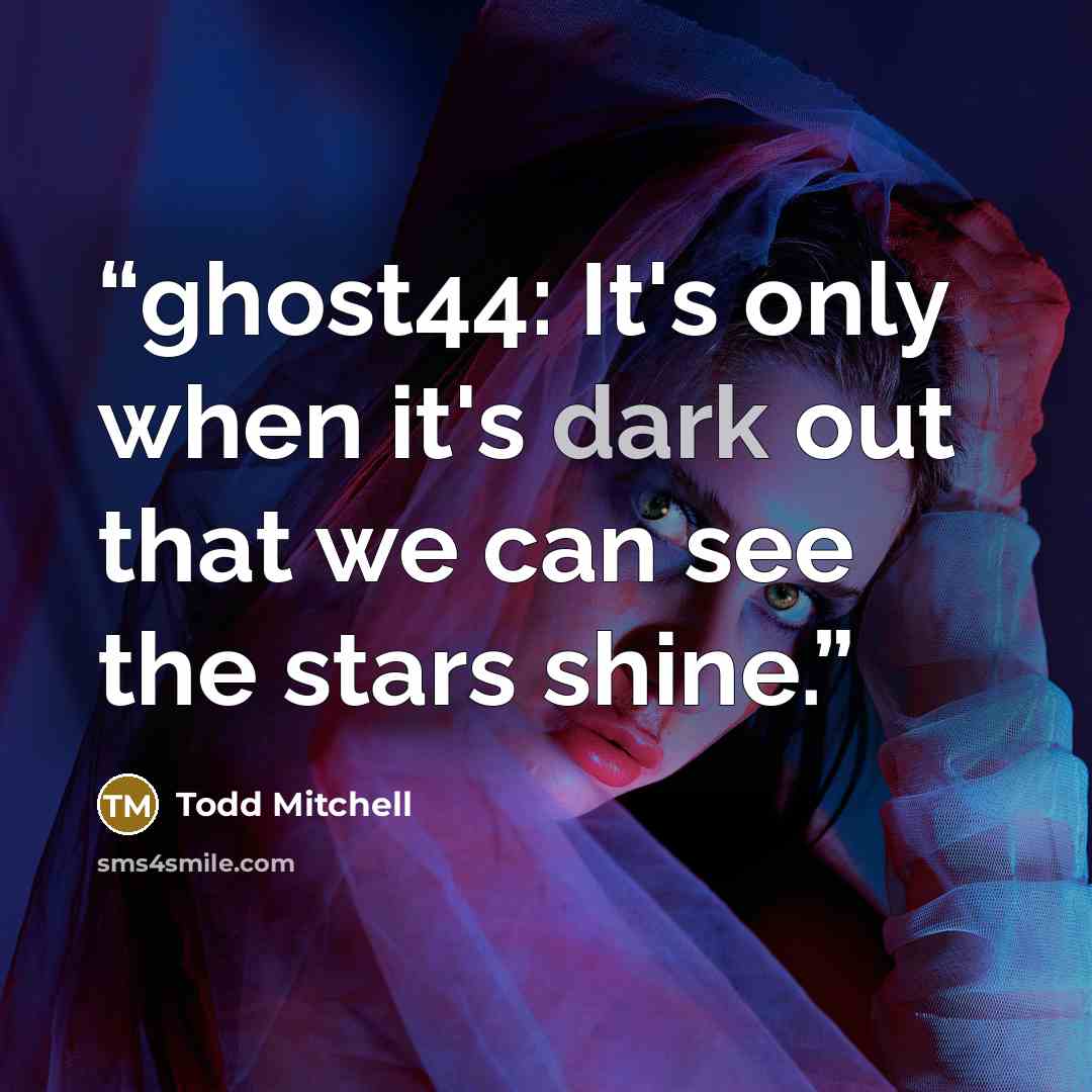 “ghost44: It's only when it's dark out that we can see the stars shine.” quote by Todd Mitchell