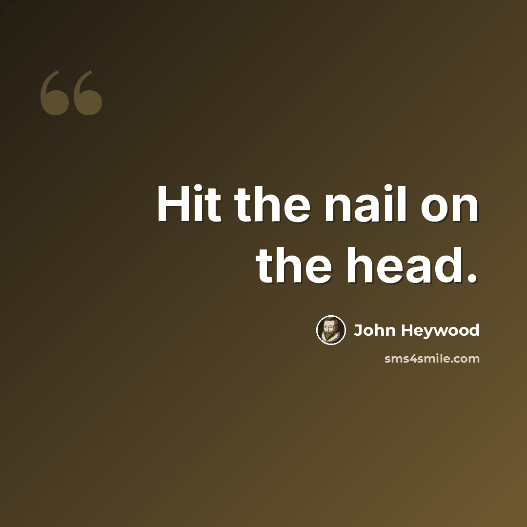 “Hit the nail on the head.” quote by John Heywood
