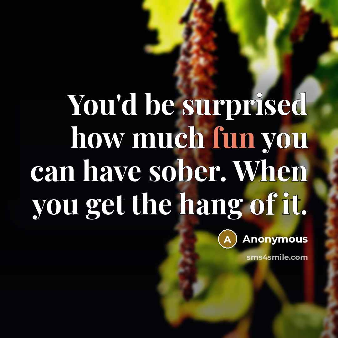 “You'd be surprised how much fun you can have sober. When you get the hang of it.” quote by Anonymous