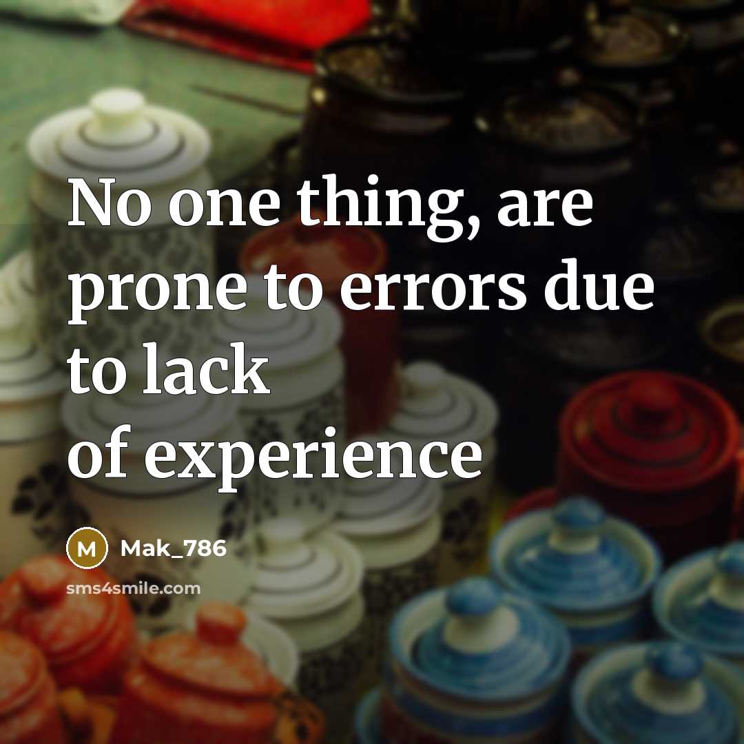“No one thing, are prone to errors due to lack of experience” quote by Mak_786