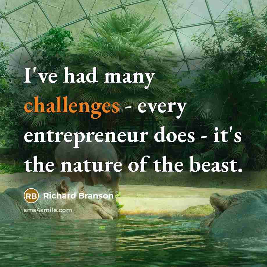 “I've had many challenges - every entrepreneur does - it's the nature of the beast.” quote by Richard Branson