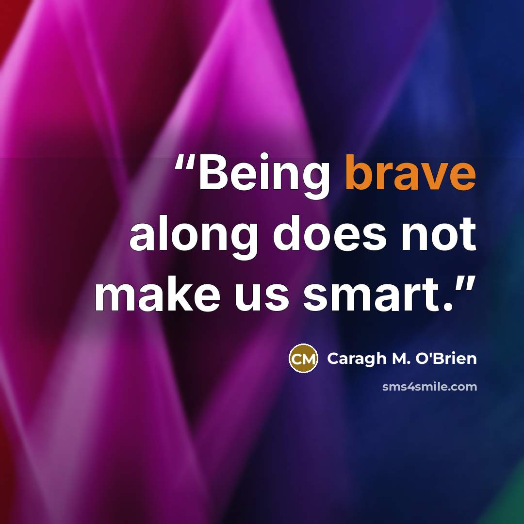 “Being brave along does not make us smart.” quote by Caragh M. O'Brien