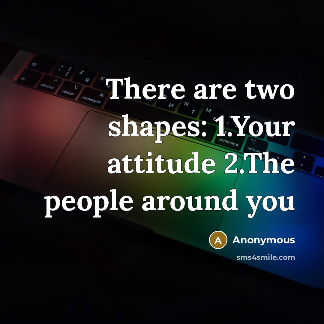 “There are two shapes: 1.Your attitude 2.The people around you” quote by Anonymous
