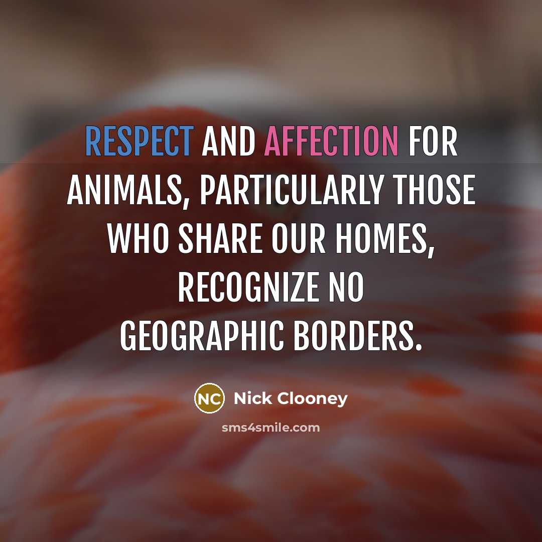 “Respect and affection for animals, particularly those who share our homes, recognize no geographic borders.” quote by Nick Clooney