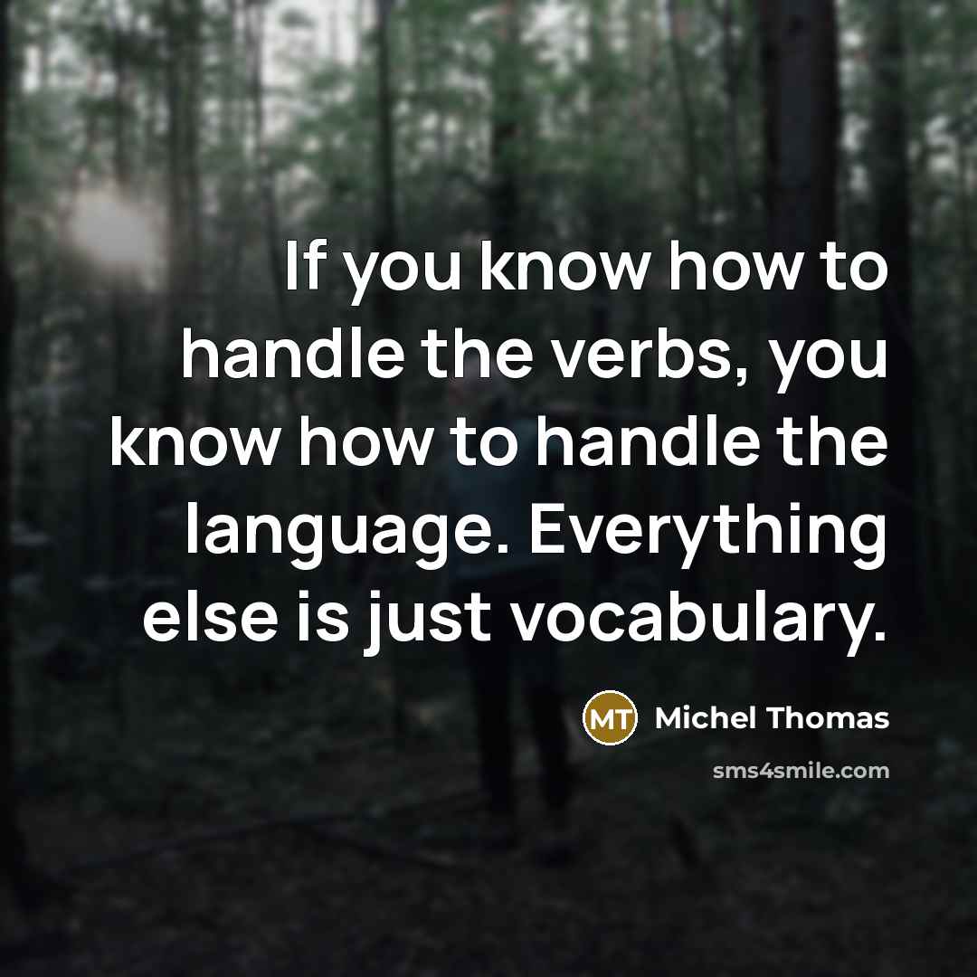 “If you know how to handle the verbs, you know how to handle the language. Everything else is just vocabulary.” quote by Michel Thomas