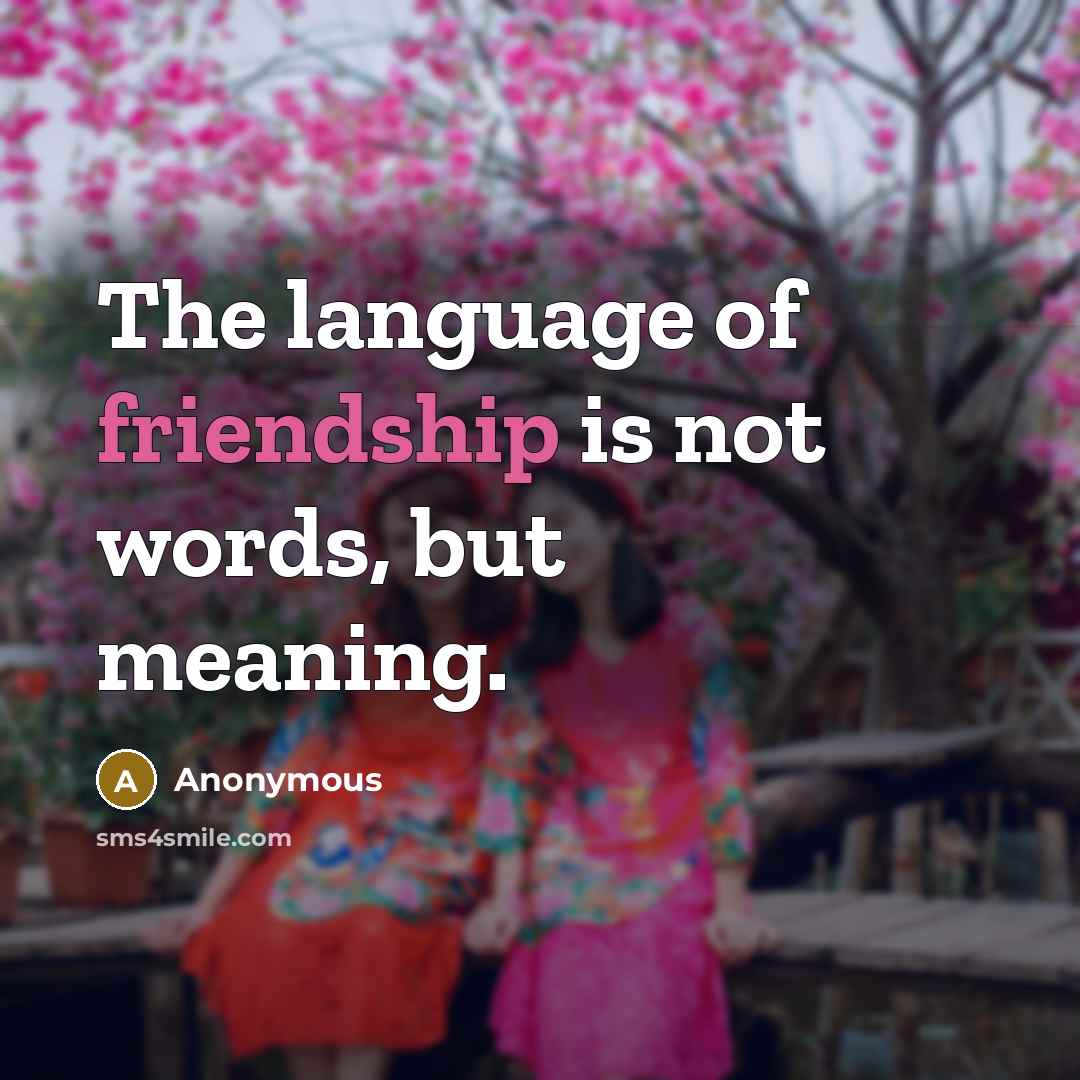 “The language of friendship is not words, but meaning.” quote by Anonymous