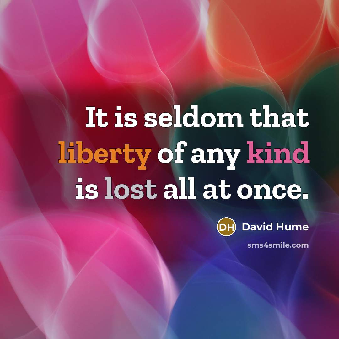 “It is seldom that liberty of any kind is lost all at once.” quote by David Hume