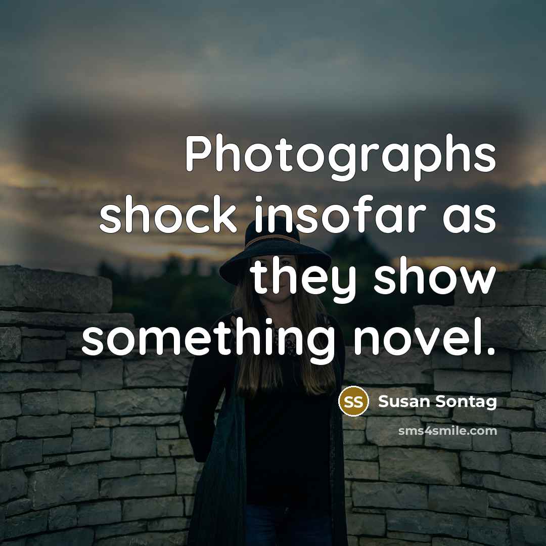 “Photographs shock insofar as they show something novel.” quote by Susan Sontag