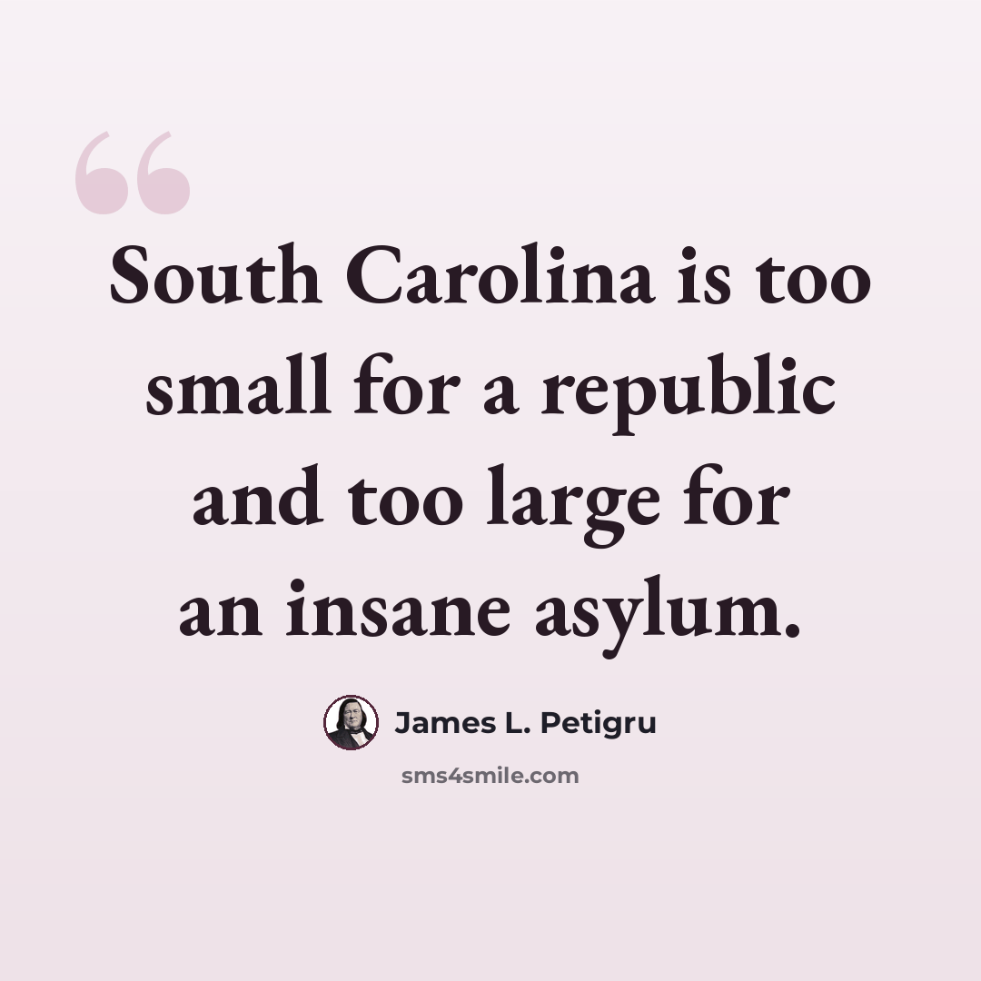 “South Carolina is too small for a republic and too large for an insane asylum.” quote by James L. Petigru
