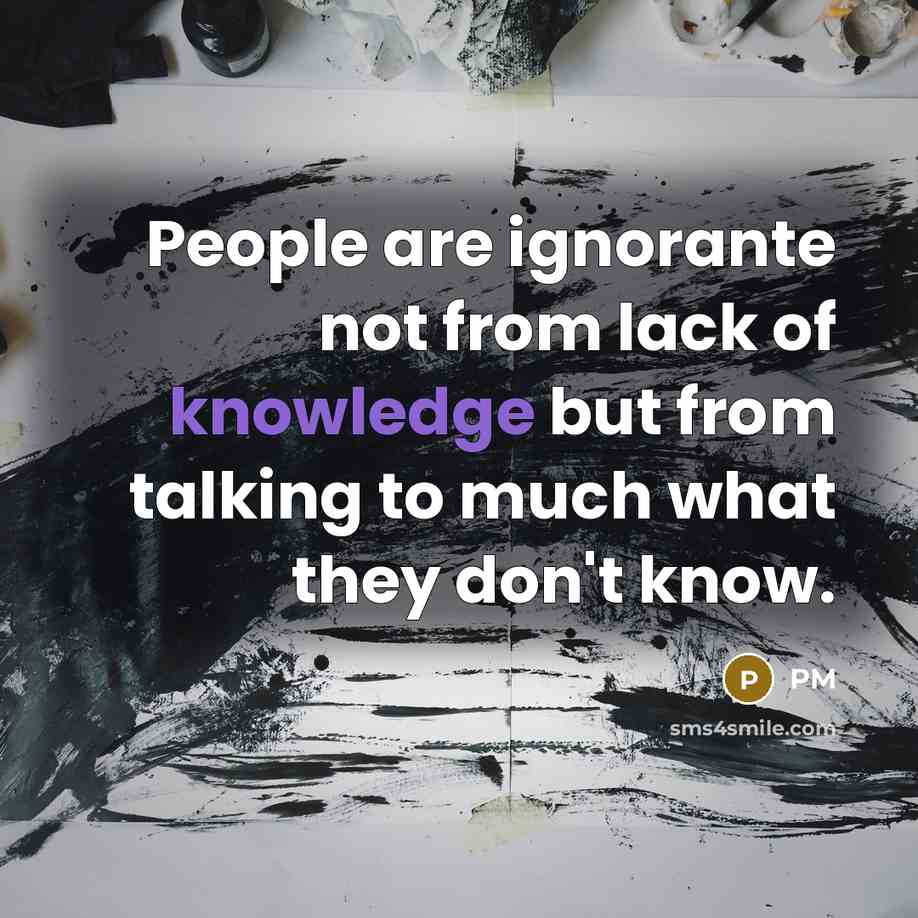 “People are ignorante not from lack of knowledge but from talking to much what they don't know.” quote by PM
