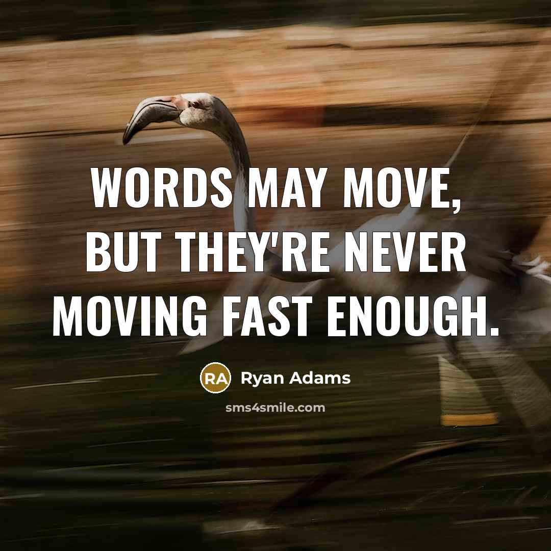 “Words may move, but they're never moving fast enough.” quote by Ryan Adams