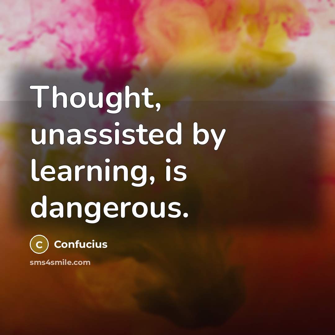“Thought, unassisted by learning, is dangerous.” quote by Confucius