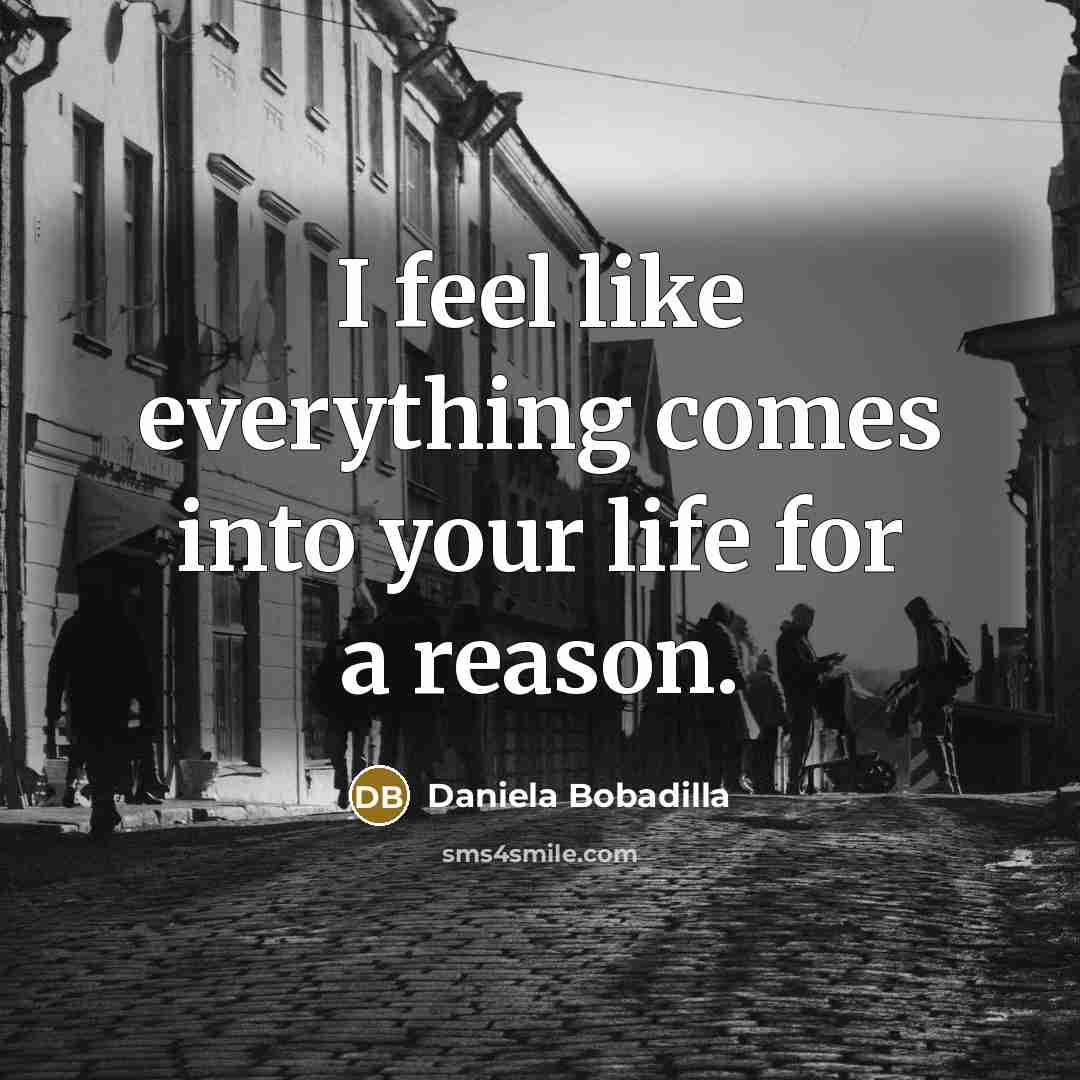 “I feel like everything comes into your life for a reason.” quote by Daniela Bobadilla