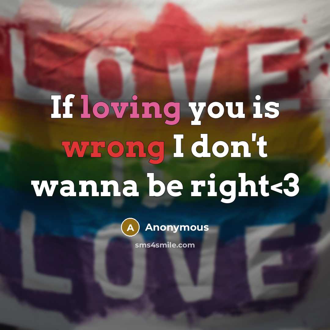 “If loving you is wrong I don't wanna be right” quote by Anonymous