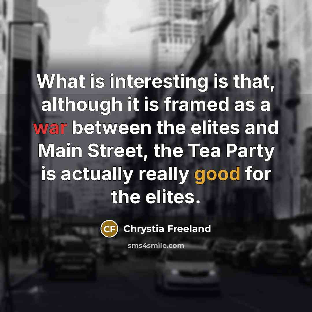“What is interesting is that, although it is framed as a war between the elites and Main Street, the Tea Party is actually really good for the elites.” quote by Chrystia Freeland