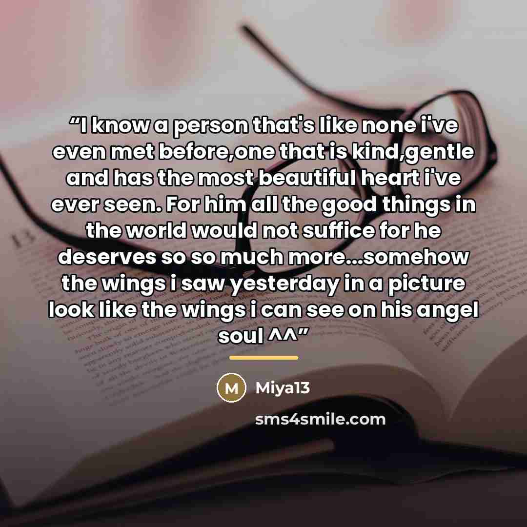 “I know a person that's like none i've even met before,one that is kind,gentle and has the most beautiful heart i've ever seen. For him all the good things in the world would not suffice for he deserves so so much more...somehow the wings i saw yesterday in a picture look like the wings i can see…” quote by Miya13