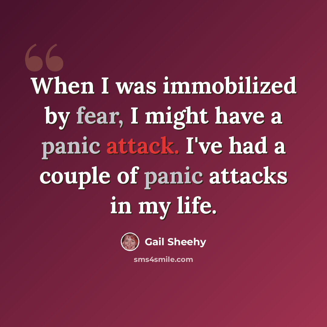 “When I was immobilized by fear, I might have a panic attack. I've had a couple of panic attacks in my life.” quote by Gail Sheehy