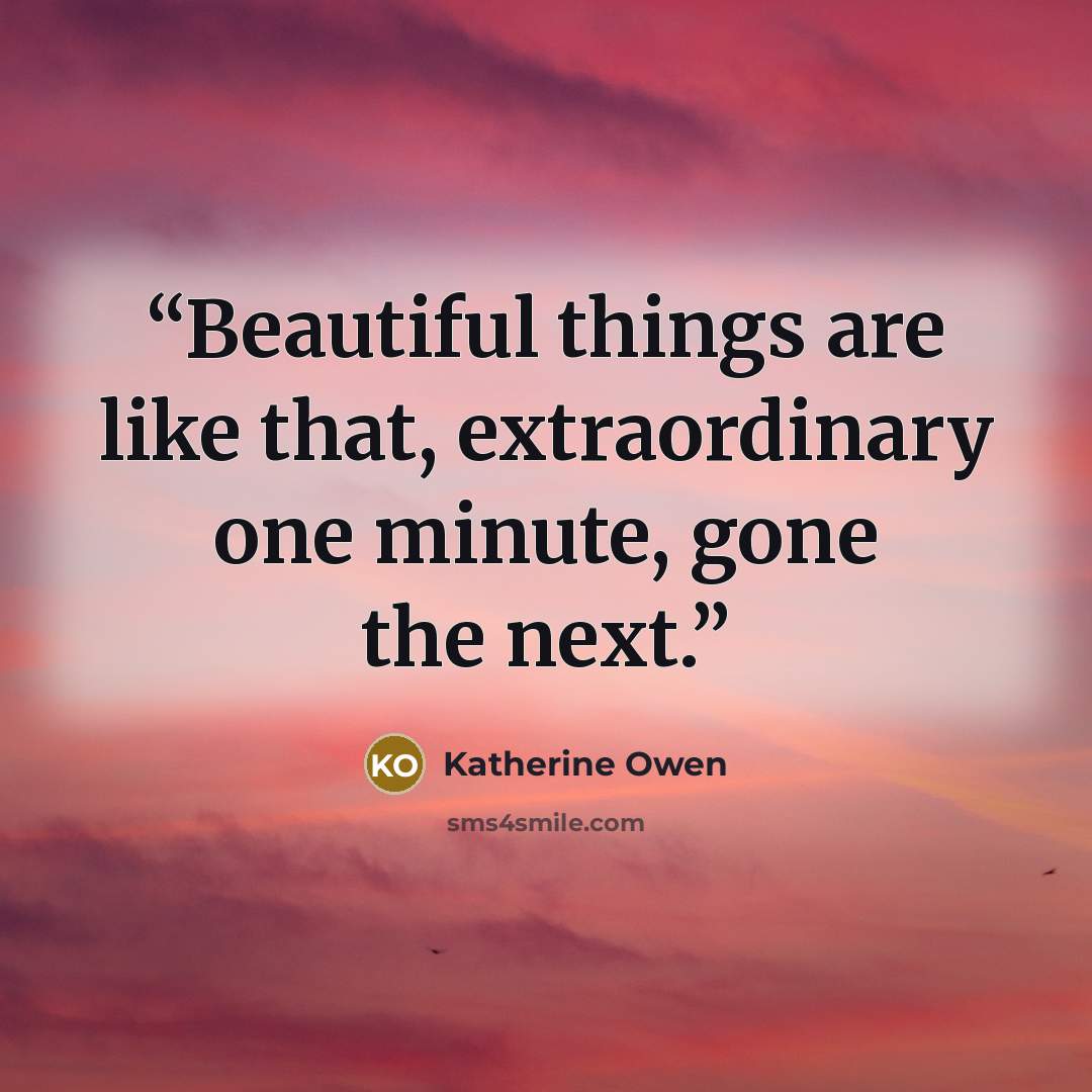 “Beautiful things are like that, extraordinary one minute, gone the next.” quote by Katherine Owen