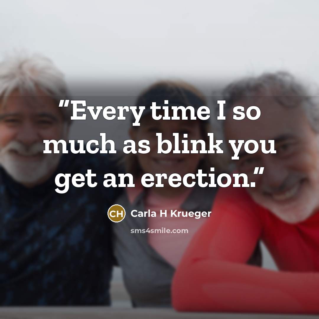 “Every time I so much as blink you get an erection.” quote by Carla H Krueger