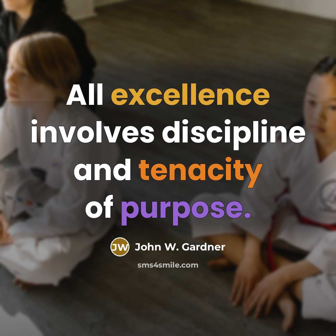 “All excellence involves discipline and tenacity of purpose.” quote by John W. Gardner