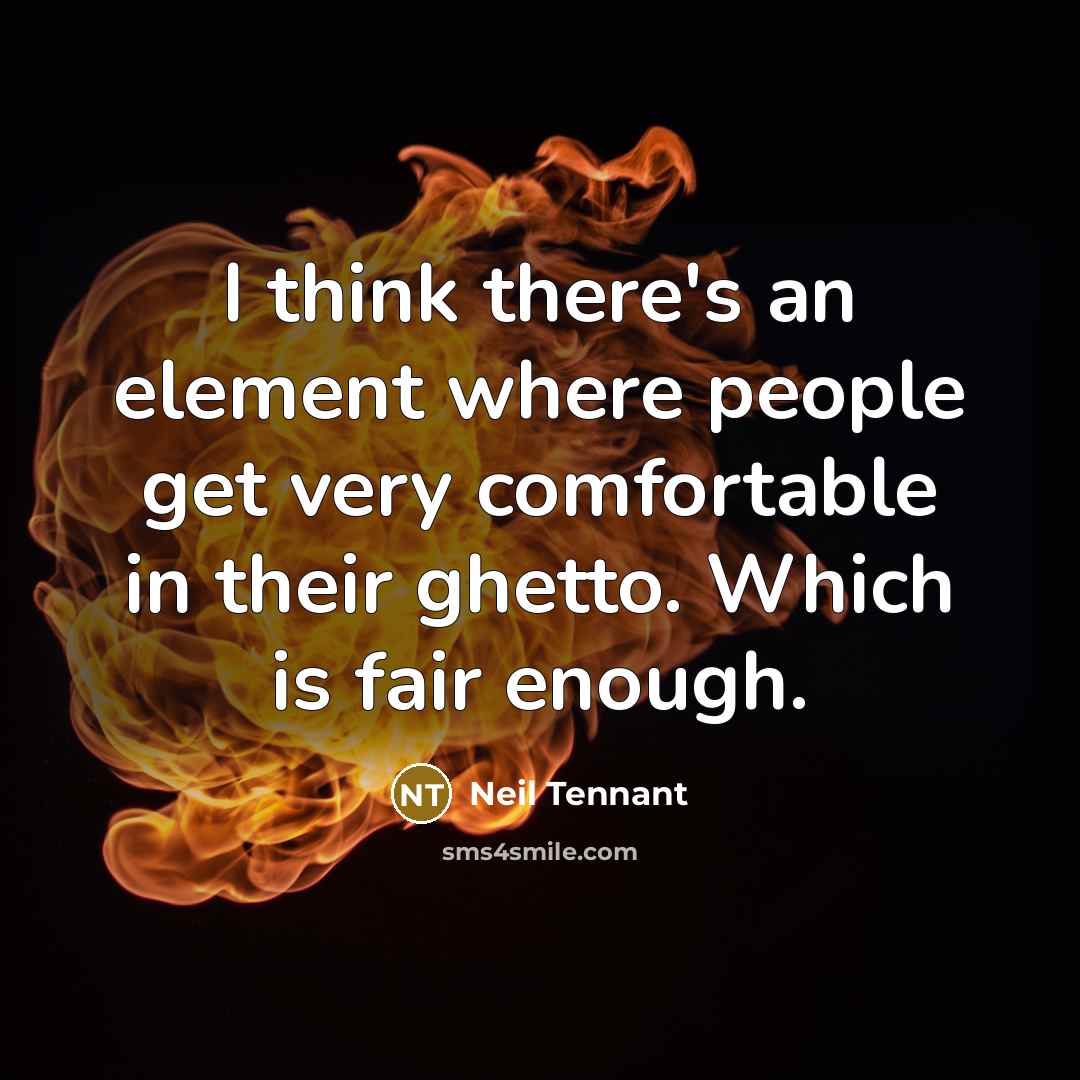 “I think there's an element where people get very comfortable in their ghetto. Which is fair enough.” quote by Neil Tennant