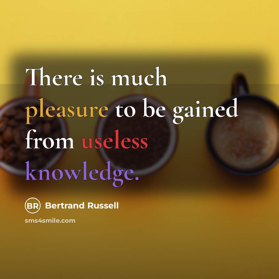 “There is much pleasure to be gained from useless knowledge.” quote by Bertrand Russell