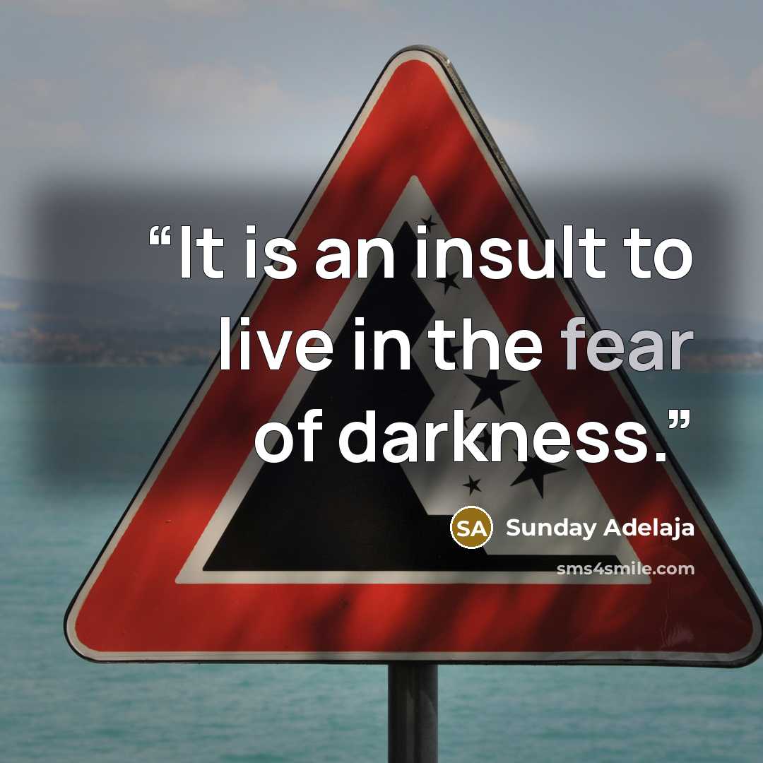 “It is an insult to live in the fear of darkness.” quote by Sunday Adelaja