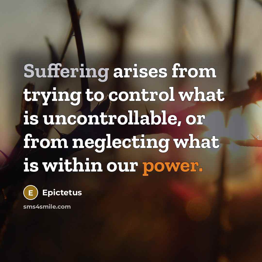 “Suffering arises from trying to control what is uncontrollable, or from neglecting what is within our power.” quote by Epictetus