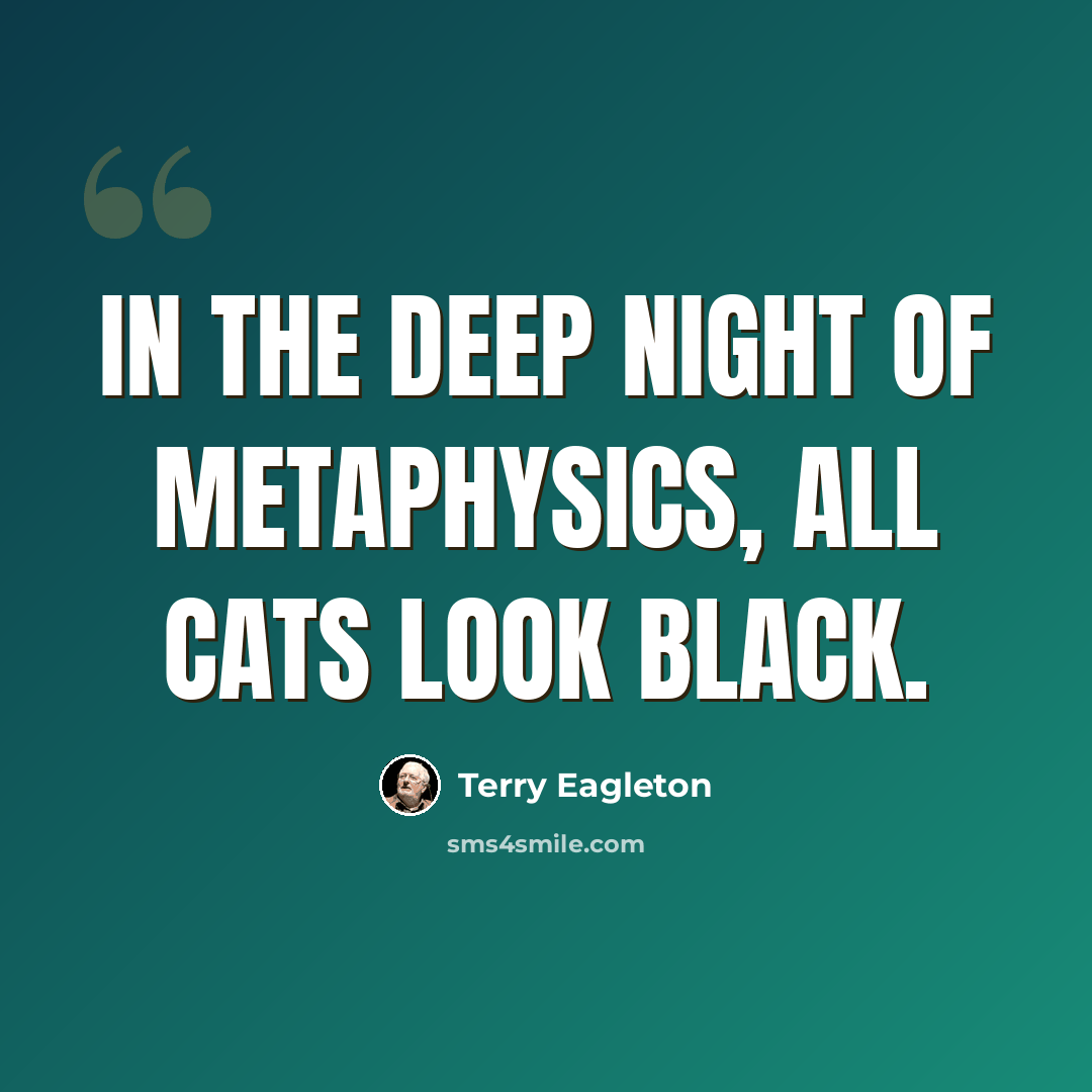 “In the deep night of metaphysics, all cats look black.” quote by Terry Eagleton