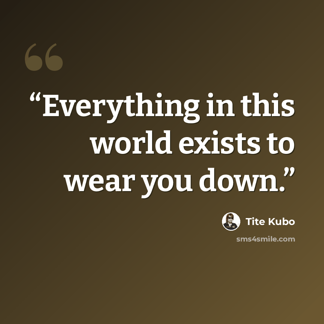 “Everything in this world exists to wear you down.” quote by Tite Kubo