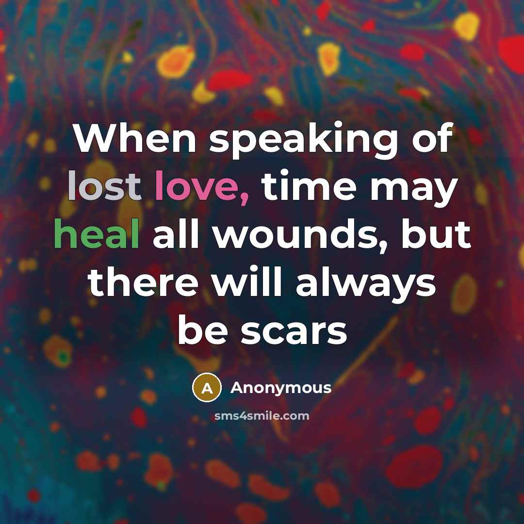 “When speaking of lost love, time may heal all wounds, but there will always be scars” quote by Anonymous