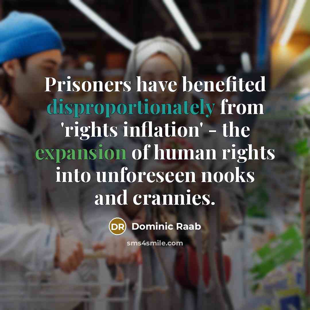 “Prisoners have benefited disproportionately from 'rights inflation' - the expansion of human rights into unforeseen nooks and crannies.” quote by Dominic Raab