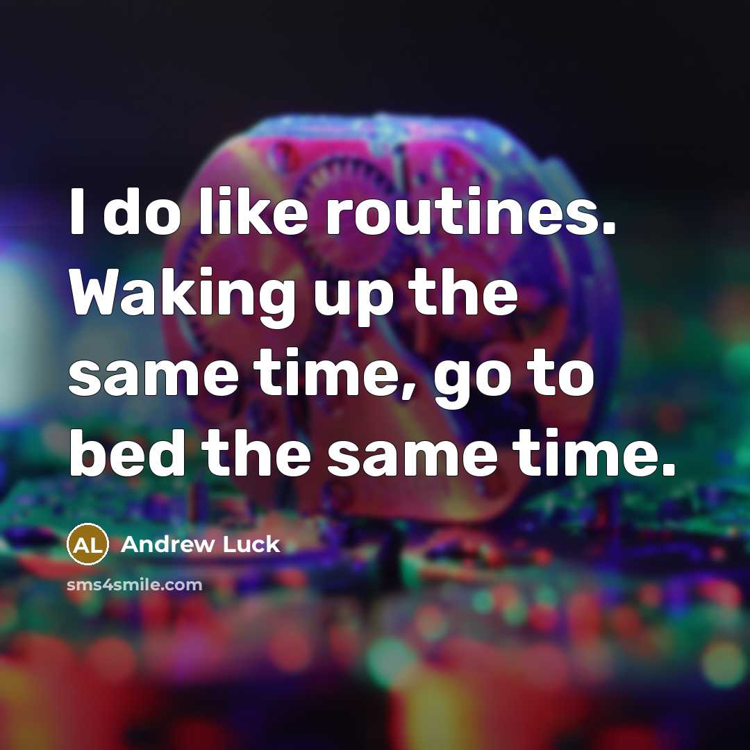 “I do like routines. Waking up the same time, go to bed the same time.” quote by Andrew Luck