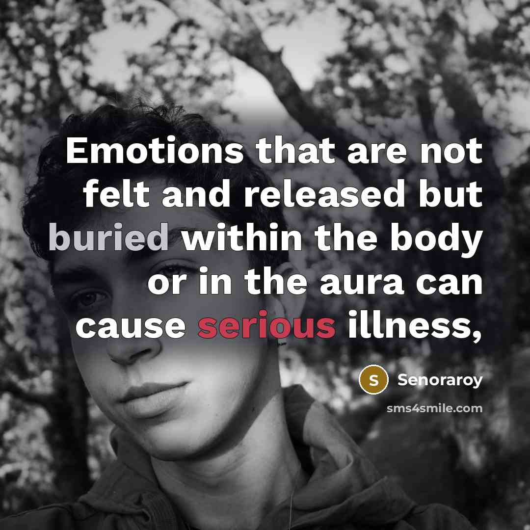 “Emotions that are not felt and released but buried within the body or in the aura can cause serious illness,” quote by Senoraroy