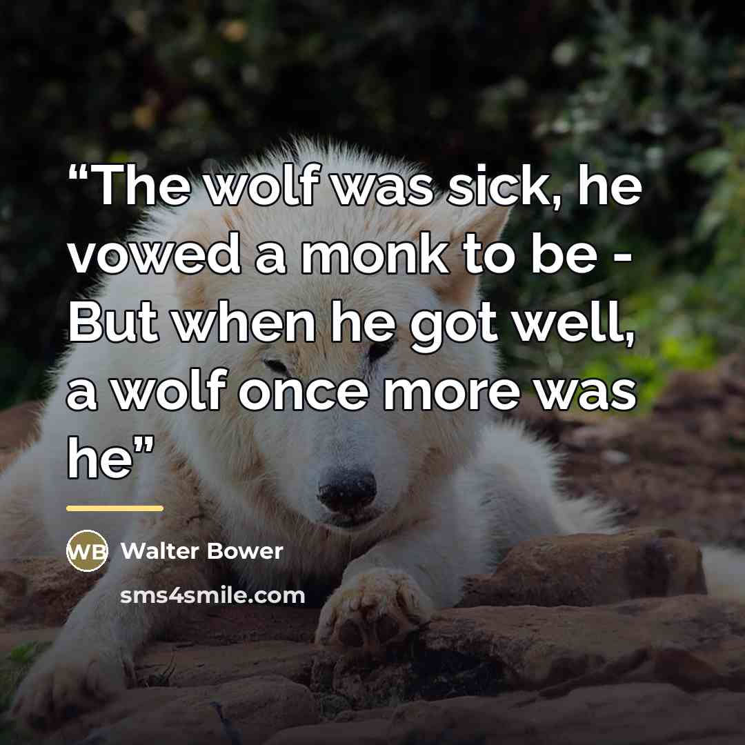 “The wolf was sick, he vowed a monk to be - But when he got well, a wolf once more was he” quote by Walter Bower