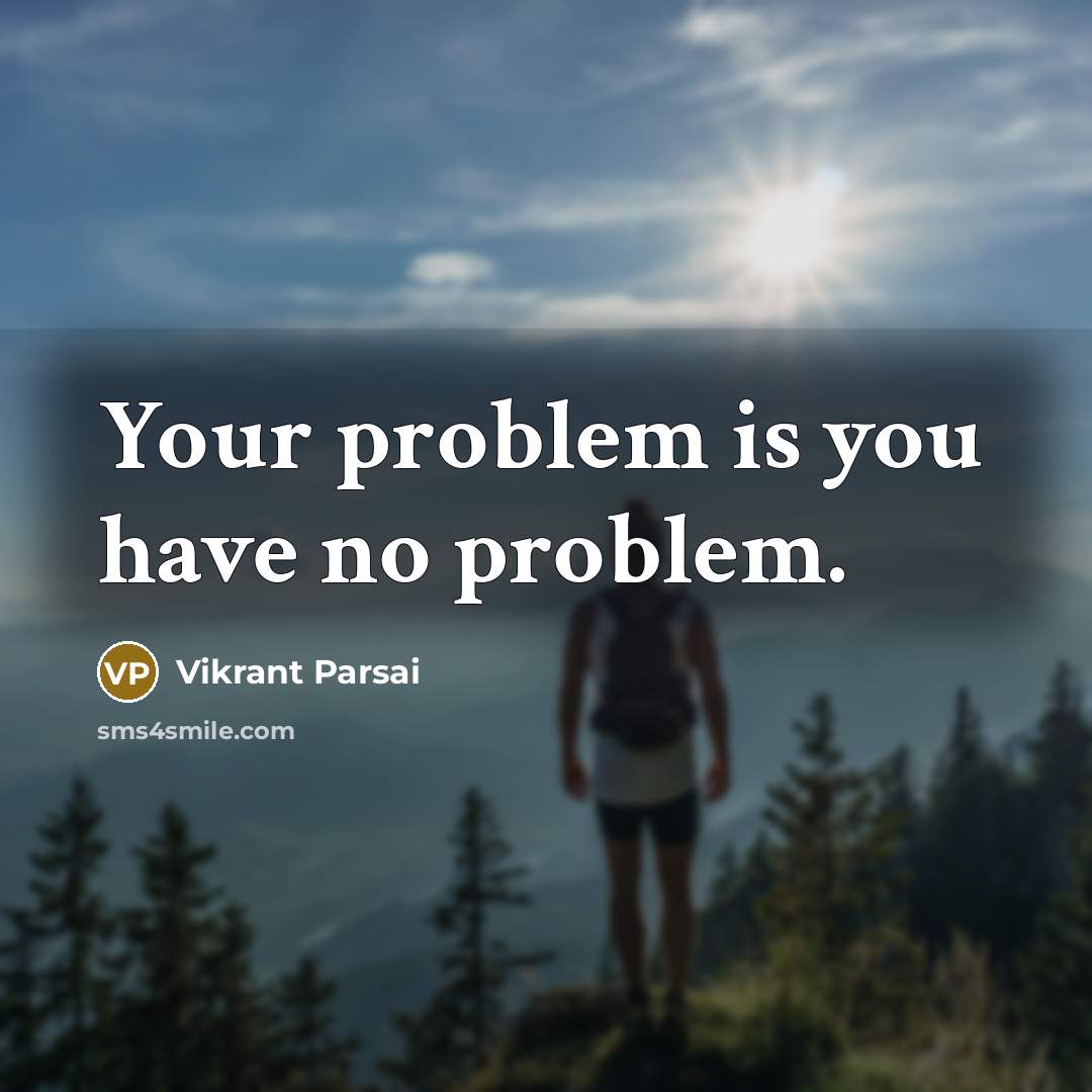 “Your problem is you have no problem.” quote by Vikrant Parsai