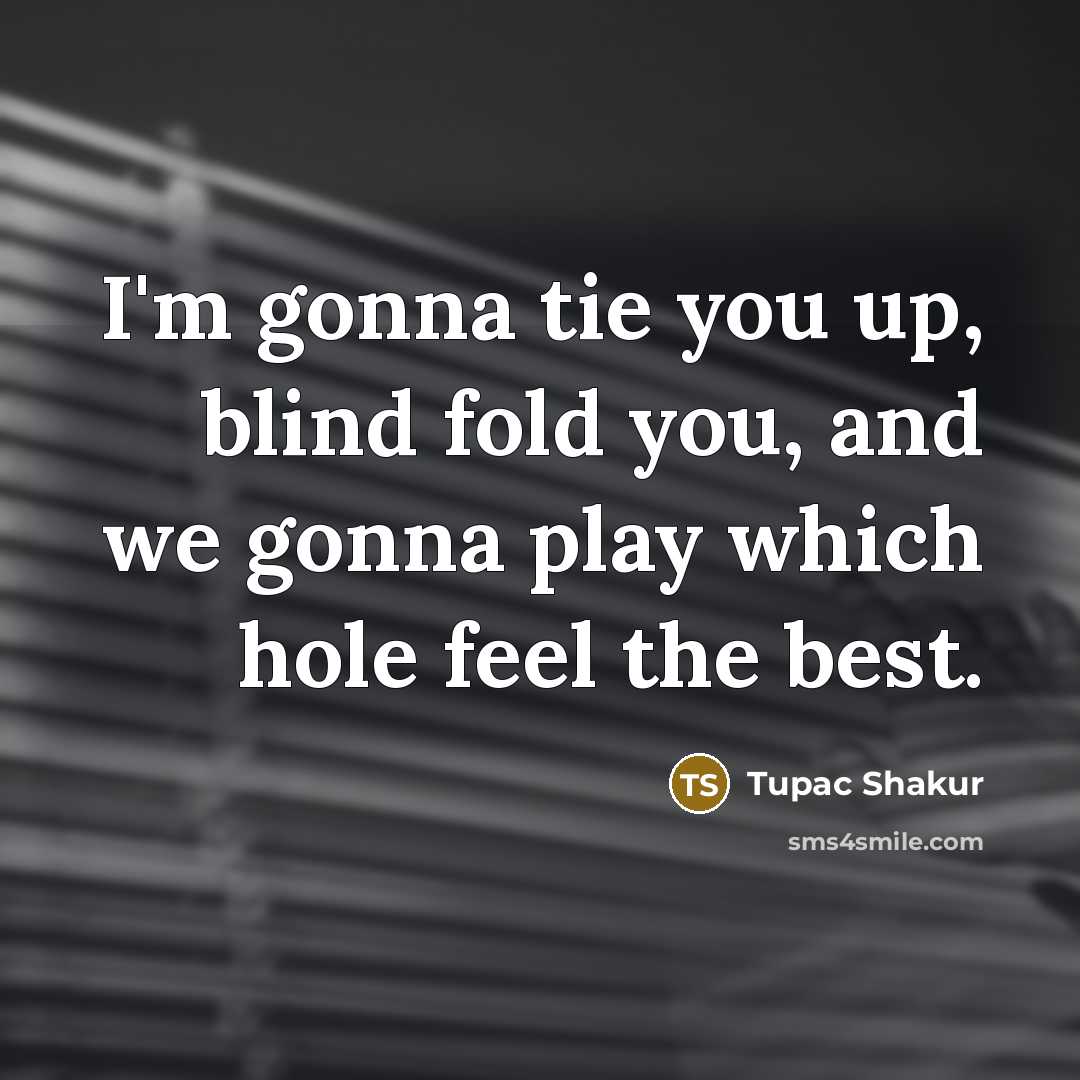 “I'm gonna tie you up, blind fold you, and we gonna play which hole feel the best.” quote by Tupac Shakur