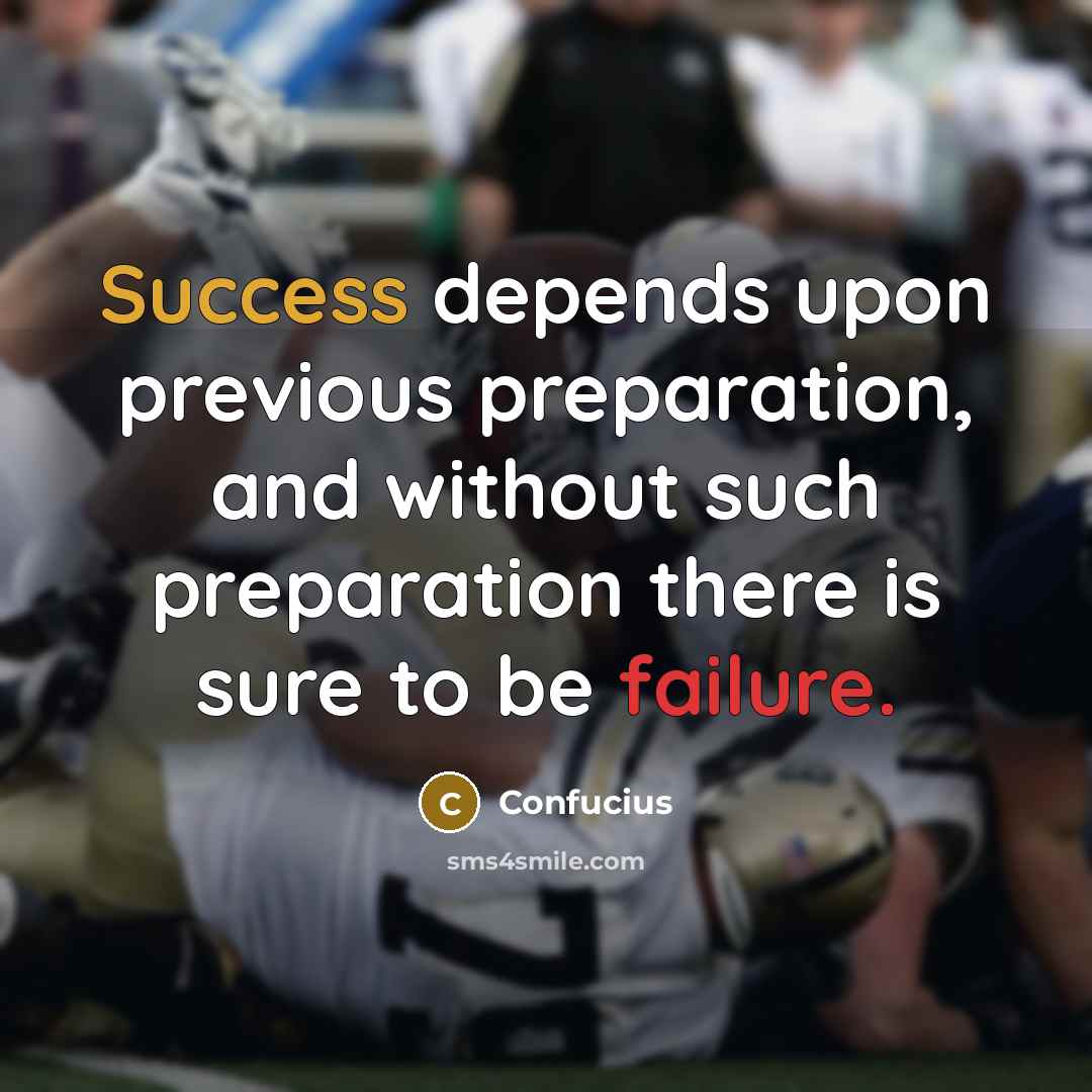 “Success depends upon previous preparation, and without such preparation there is sure to be failure.” quote by Confucius