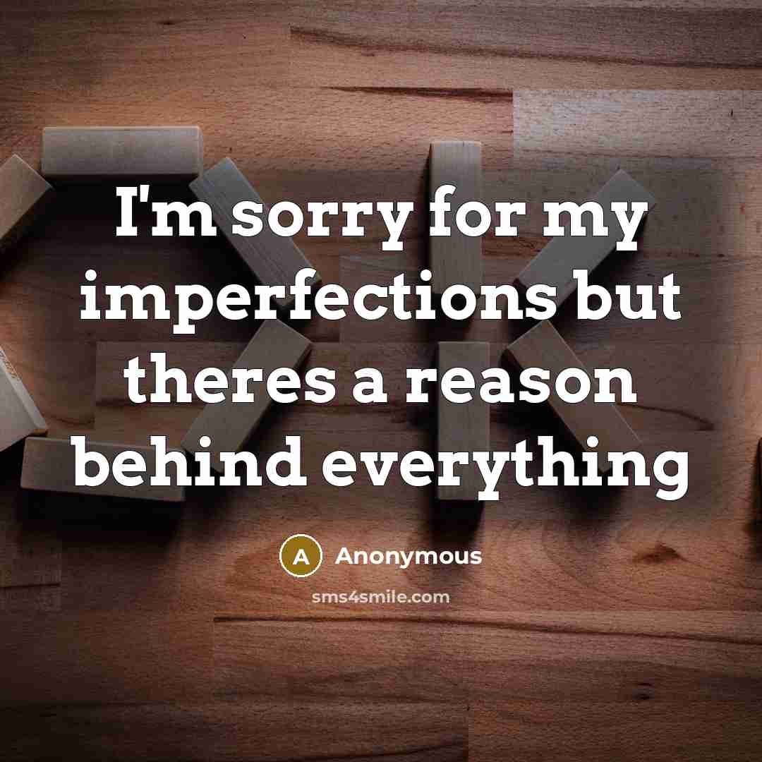“I'm sorry for my imperfections but theres a reason behind everything” quote by Anonymous