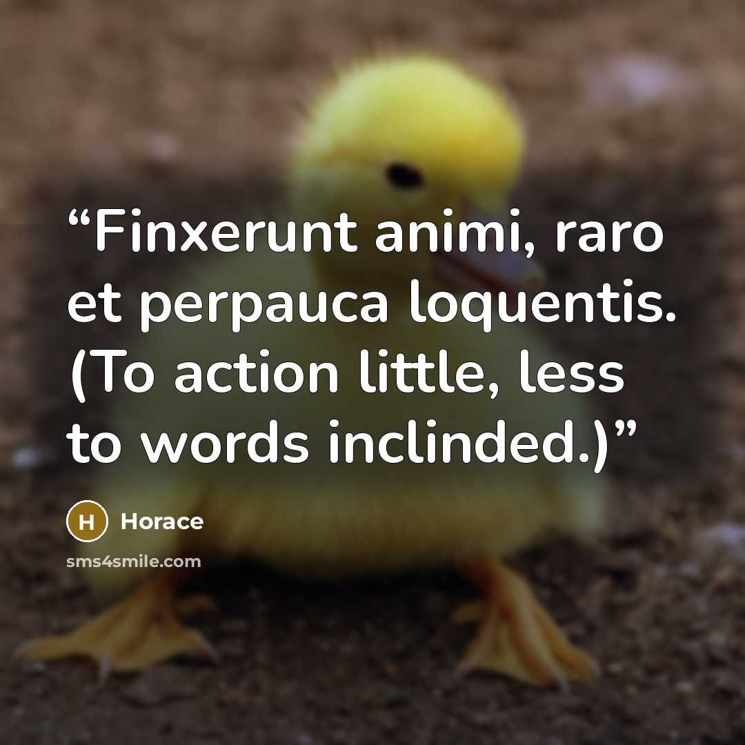 “Finxerunt animi, raro et perpauca loquentis. (To action little, less to words inclinded.)” quote by Horace
