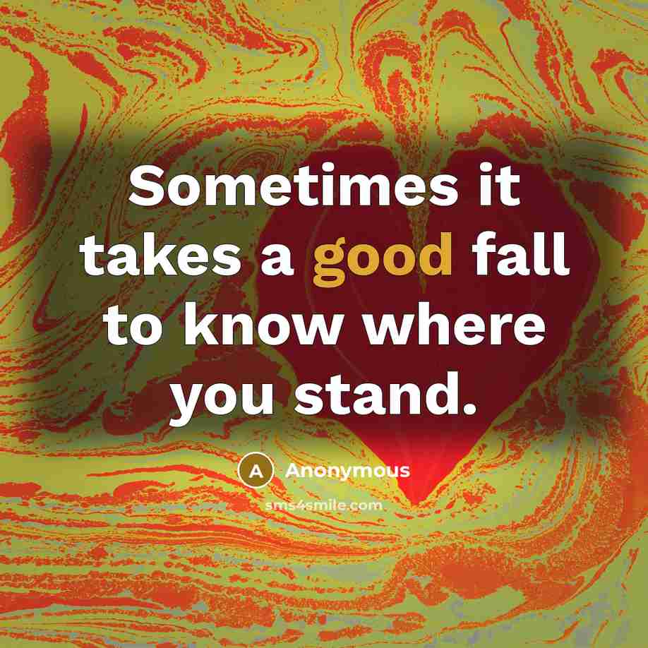 “Sometimes it takes a good fall to know where you stand.” quote by Anonymous