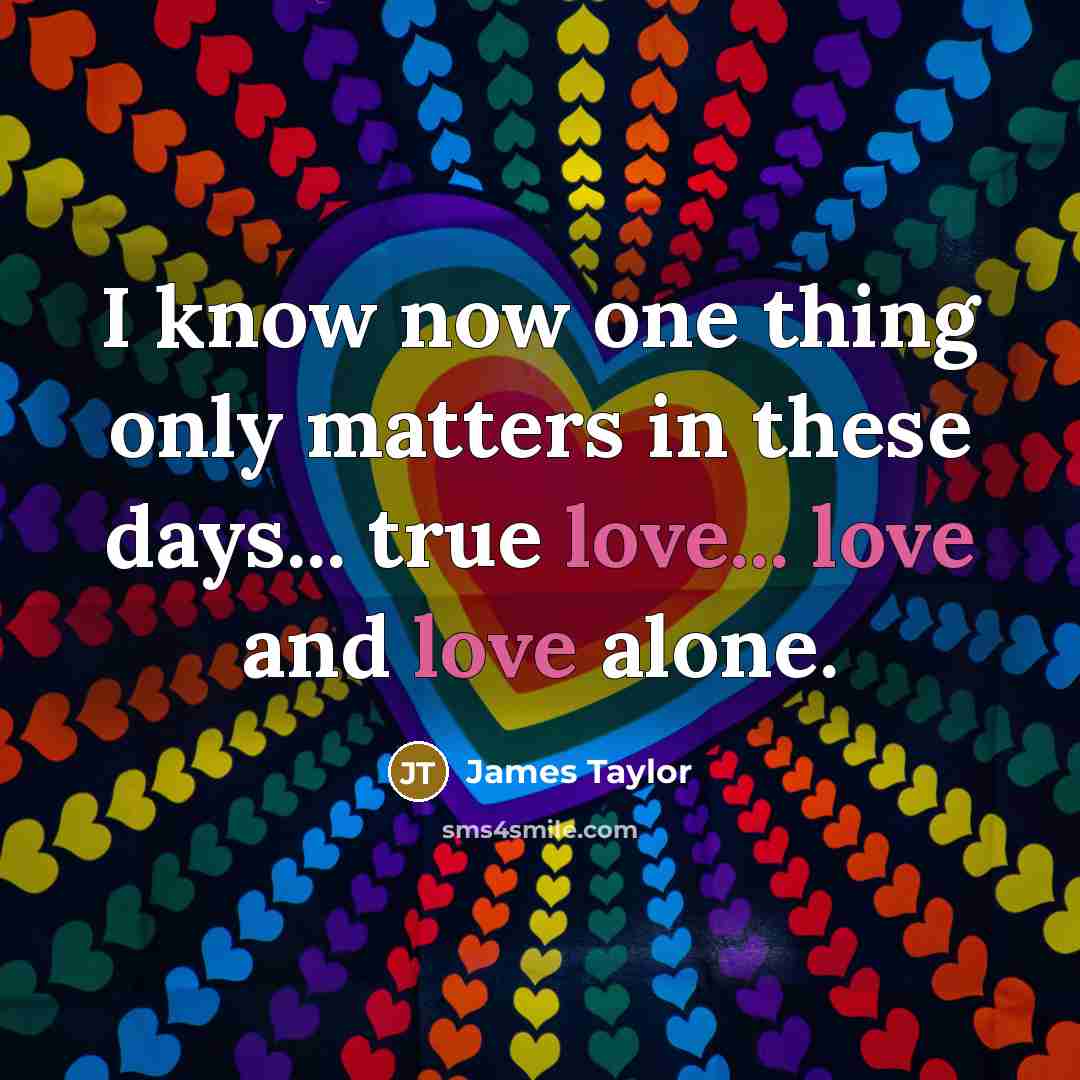 “I know now one thing only matters in these days... true love... love and love alone.” quote by James Taylor