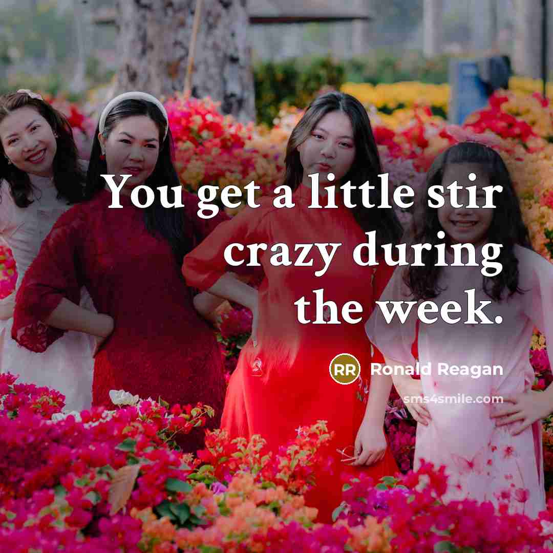 “You get a little stir crazy during the week.” quote by Ronald Reagan