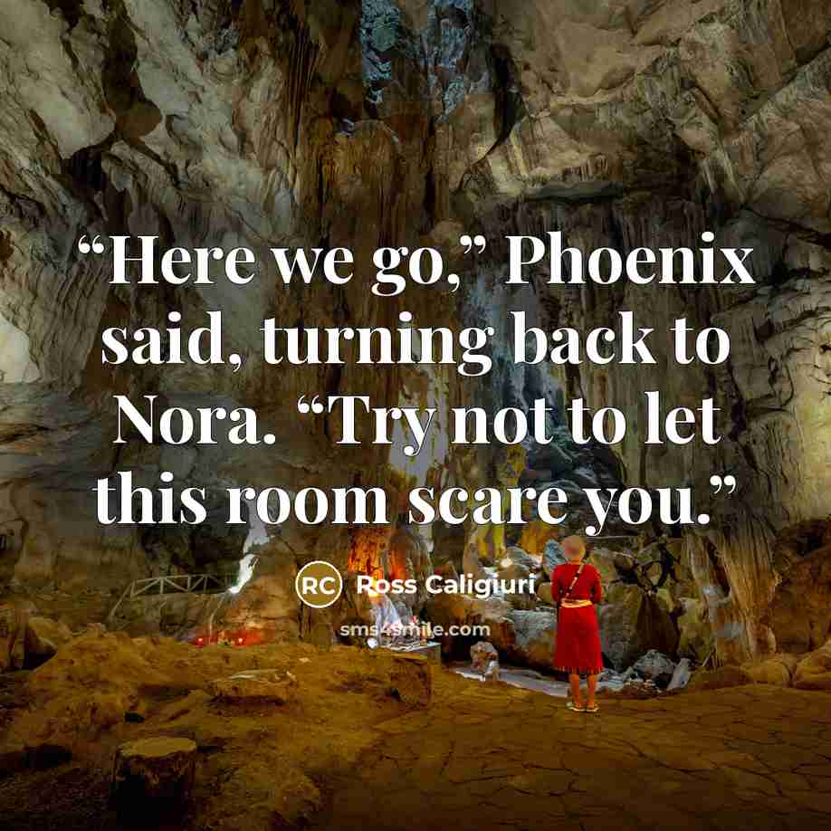 “Here we go,” Phoenix said, turning back to Nora. “Try not to let this room scare you.” quote by Ross Caligiuri