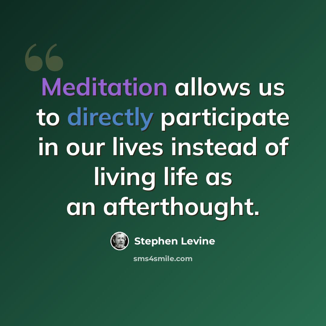 “Meditation allows us to directly participate in our lives instead of living life as an afterthought.” quote by Stephen Levine
