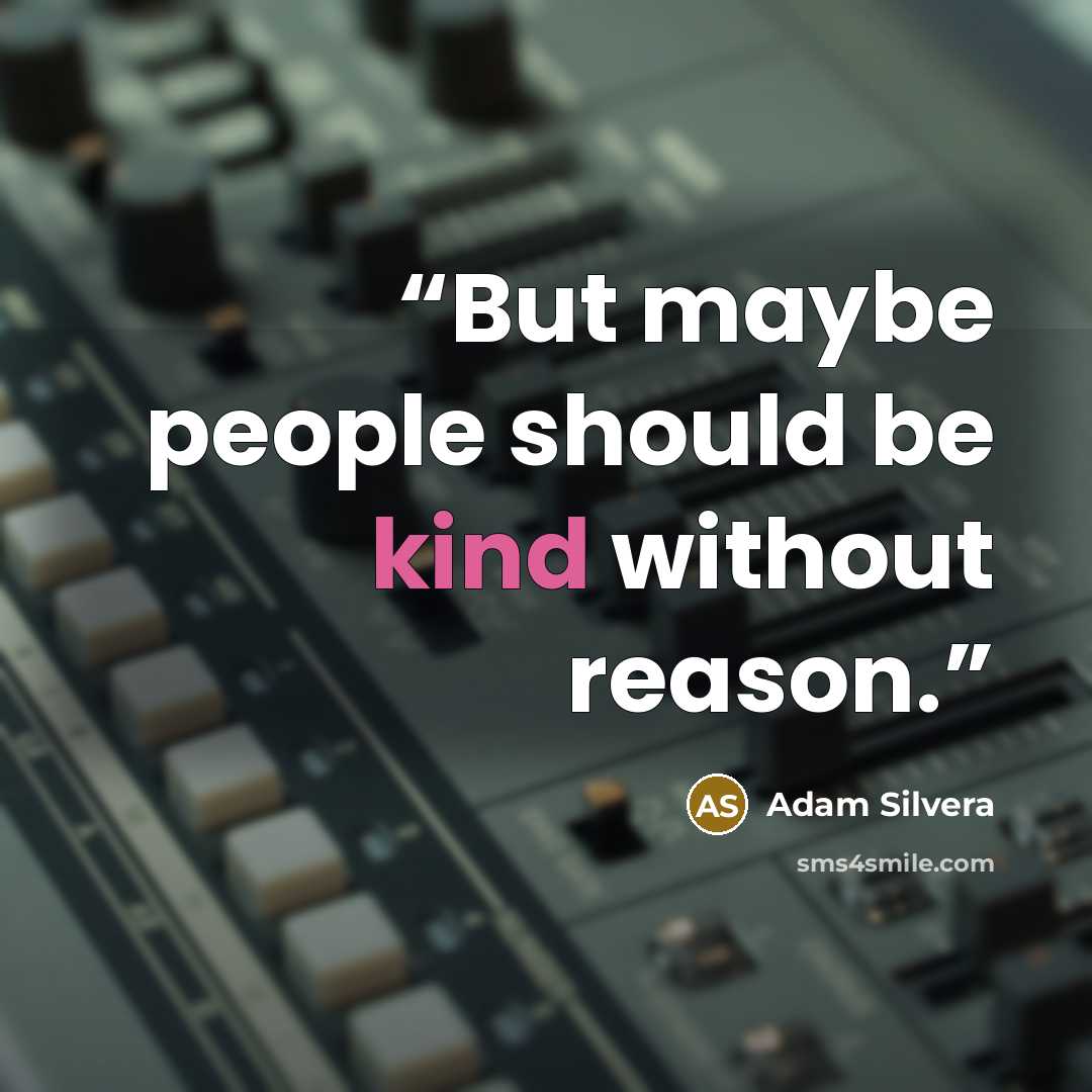 “But maybe people should be kind without reason.” quote by Adam Silvera