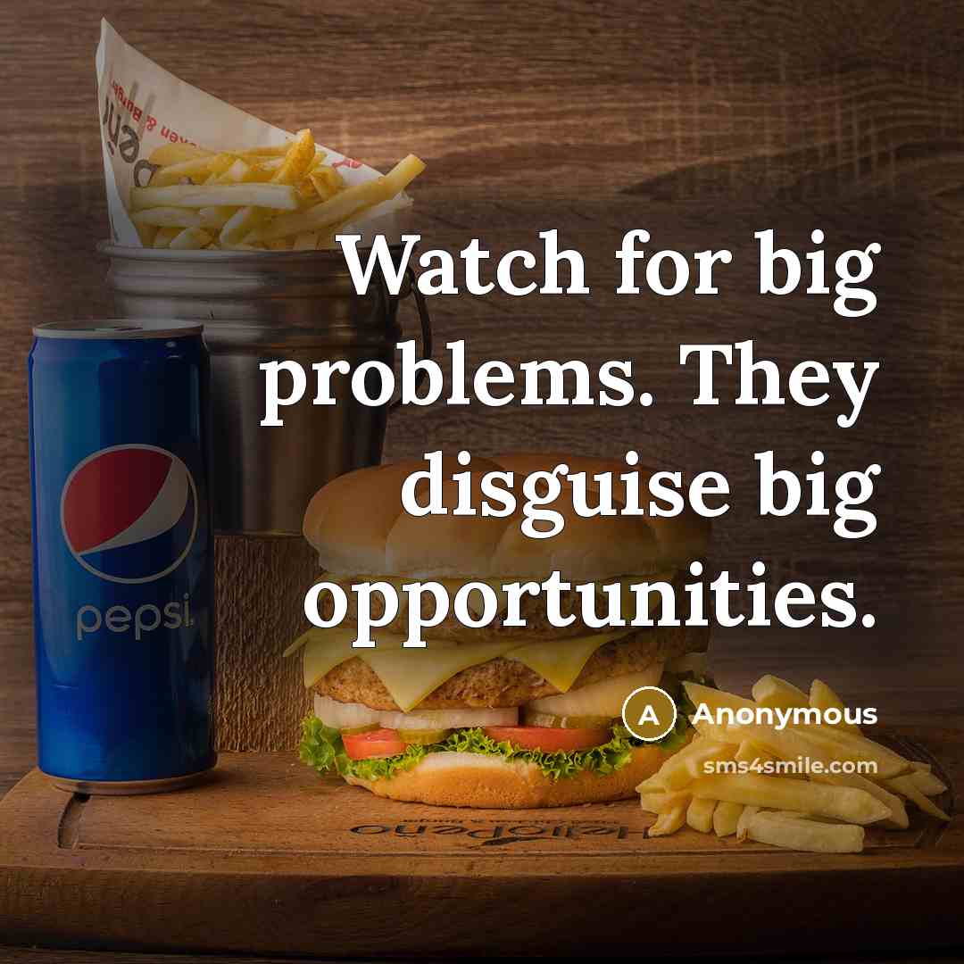 “Watch for big problems. They disguise big opportunities.” quote by Anonymous