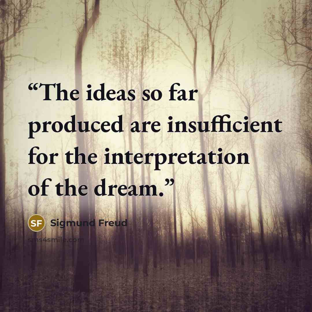 “The ideas so far produced are insufficient for the interpretation of the dream.” quote by Sigmund Freud