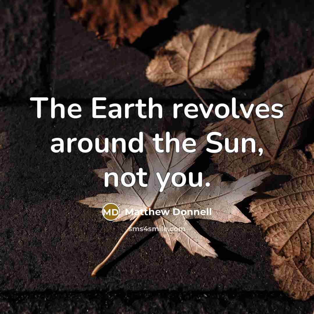 “The Earth revolves around the Sun, not you.” quote by Matthew Donnell