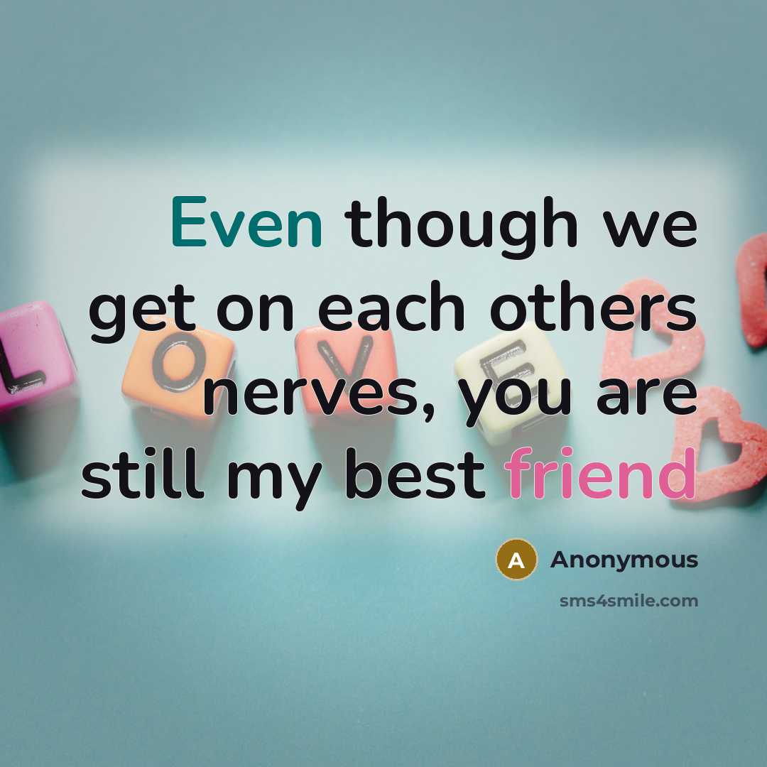 “Even though we get on each others nerves, you are still my best friend” quote by Anonymous